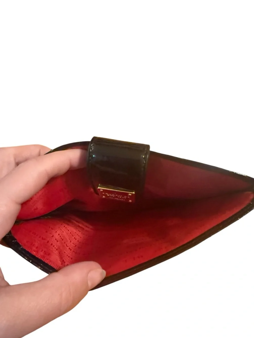 Ralph Lauren Black Patent Tablet Sleeve with Gold Plate Accent